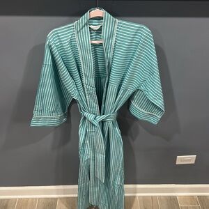Vintage Christian Dior Monsieur Men’s Cotton Striped Robe Blue & White One Size